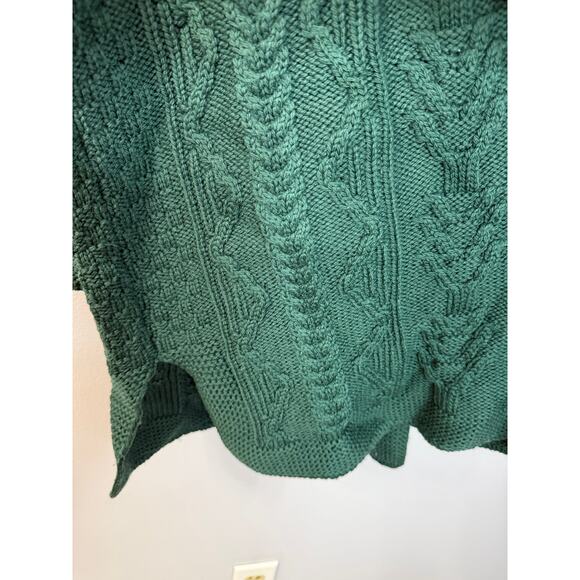 Aran Crafts Merino Wool Green Cable Knit Fisherman Ireland Cardigan Women's XL - Picture 11 of 11